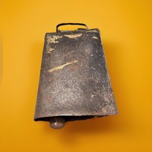 Forged Iron Cow Bell Patina Loud Heavy Collectible Farm Ranch Cottage Decor Vtg